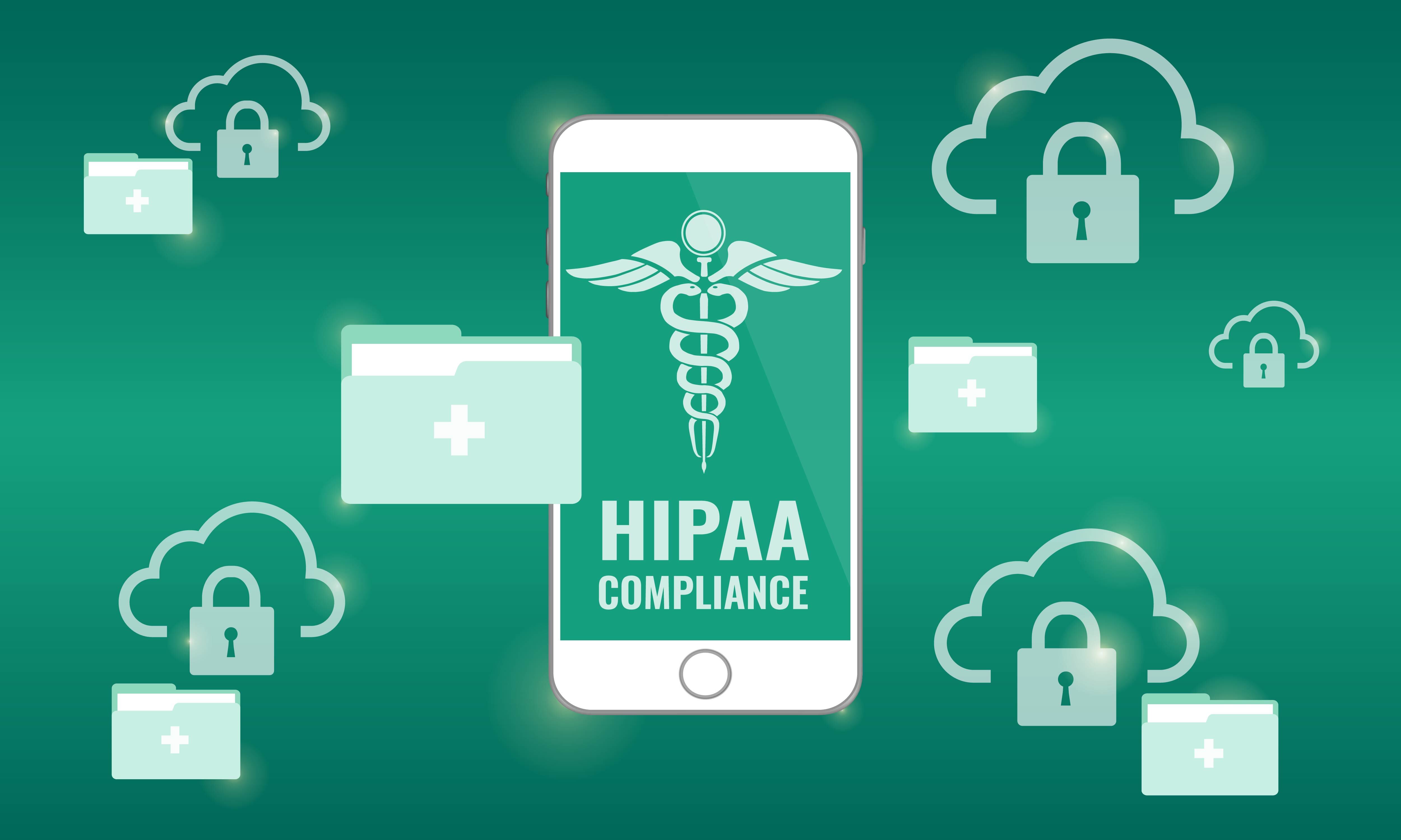 phone screen showing healthcare symbol hipaa compliance